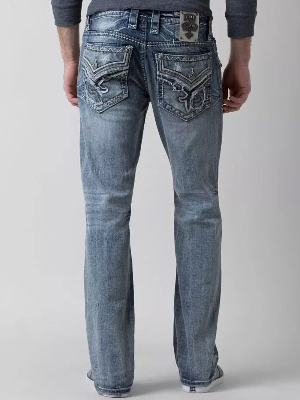 Rock Revival Remedy Straight Blue-Gray Men’s Jeans Size 34